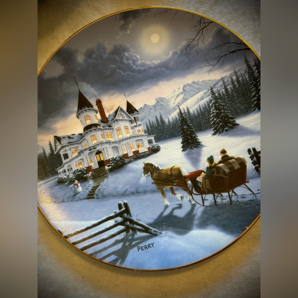 I'll be Home for Christmas Plate Scenes of American Christmas Plate Wm Perry 8"